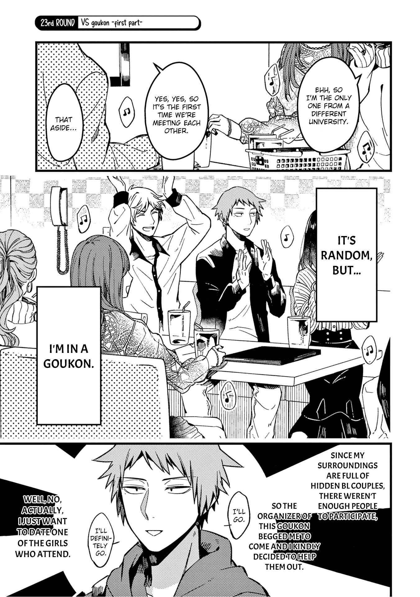 A World Where Everything Definitely Becomes Bl Vs. The Man Who Definitely Doesn't Want To Be In A Bl Vol.2 Chapter 23: Vs Goukon - First Part - Picture 2