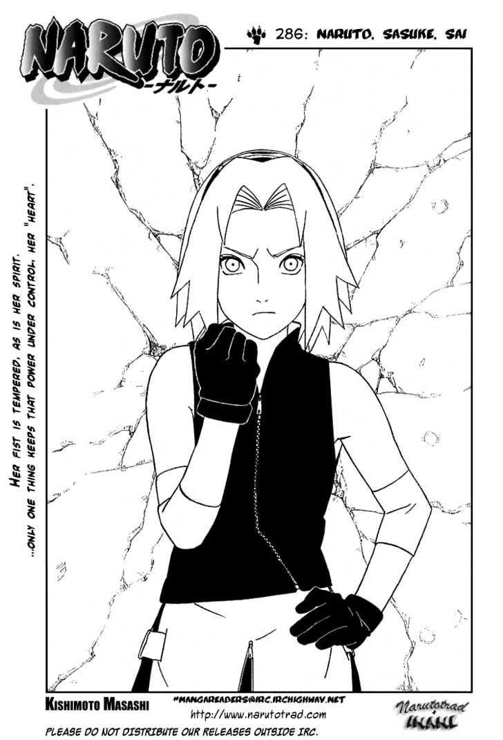 Naruto Vol.32 Chapter 286 : Naruto, Sasuke, Sai - Picture 1